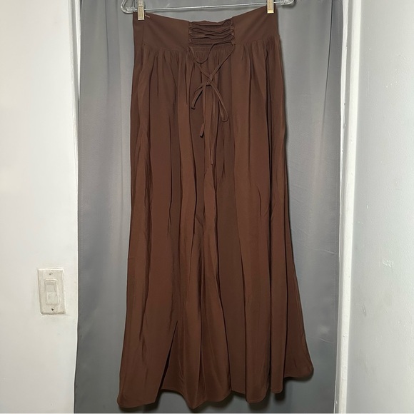 Scarlet Darkness Brown High Waist A-Line Renaissance Swing Skirt with Pockets M - Picture 12 of 16